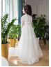 Beaded Ivory Lace Tulle Simple Flower Girl Dress